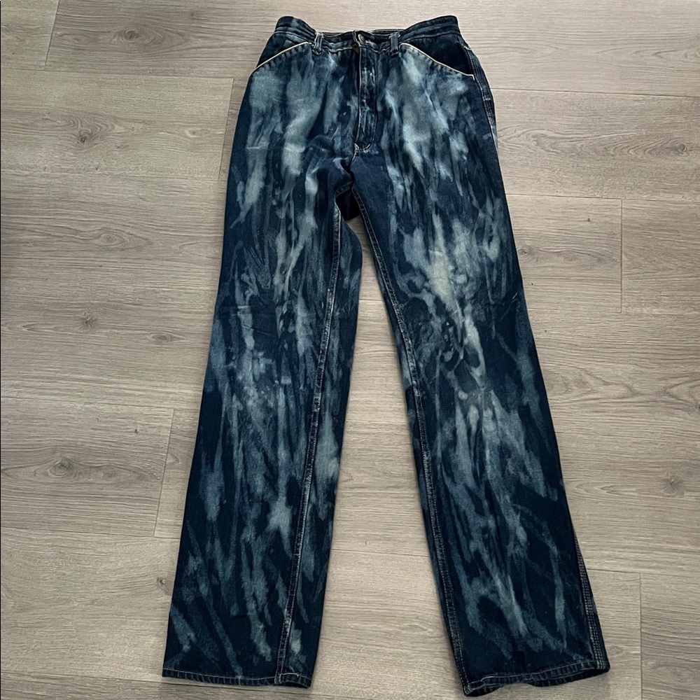 RARE Vintage 1970’s N EST CE PAS Women's Blue Tie-Dye Straight Jeans
